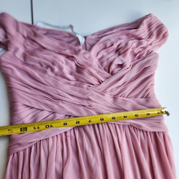 Davids Bridal Bridesmaid Gown Dress Blush Petal pink chiffon Formal size 6 - Picture 7 of 16